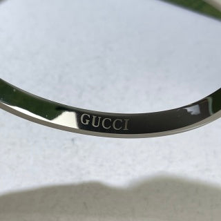 Gucci Web Stripe Crystal Accent Dual Tone Cuff Bracelet
