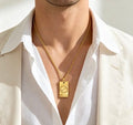 Gucci Vintage Crest Gold Plaque Pendant Necklace